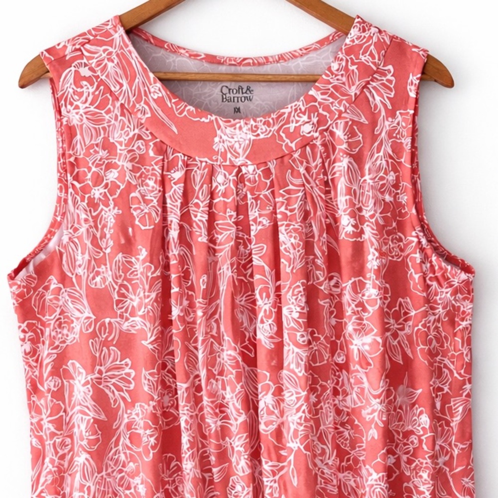 *NWOT* Croft & Barrow Pink Coral Pleated Tank Top- XXL - Picture 2 of 5